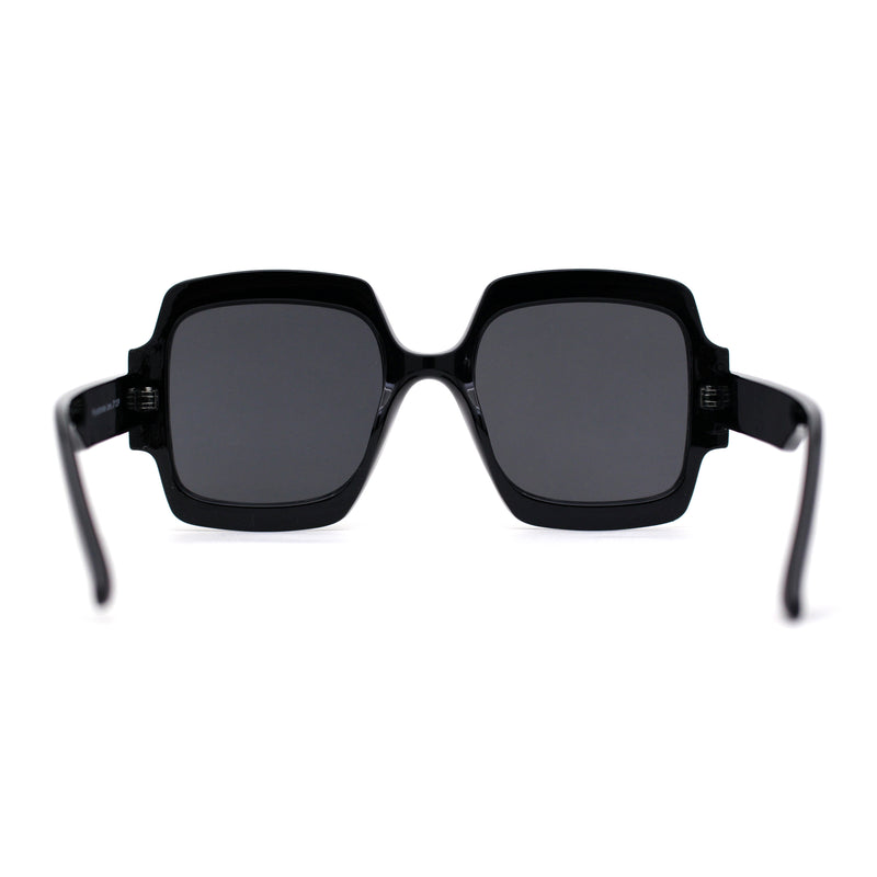 Oversized Mob Retro Thick Beveled Plastic Frame Nerdy Rectangle Sunglasses