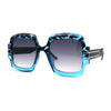 Oversized Mob Retro Thick Beveled Plastic Frame Nerdy Rectangle Sunglasses