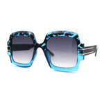 Oversized Mob Retro Thick Beveled Plastic Frame Nerdy Rectangle Sunglasses