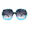 Oversized Mob Retro Thick Beveled Plastic Frame Nerdy Rectangle Sunglasses