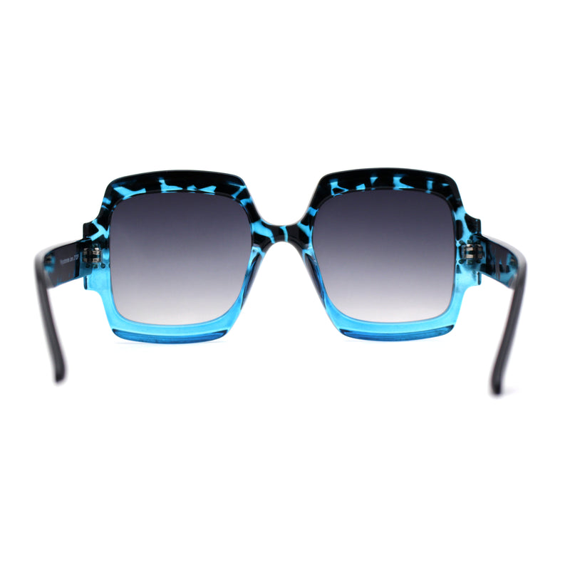 Oversized Mob Retro Thick Beveled Plastic Frame Nerdy Rectangle Sunglasses