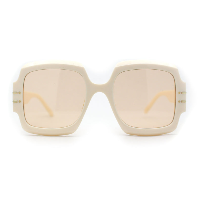 Oversized Mob Retro Thick Beveled Plastic Frame Nerdy Rectangle Sunglasses