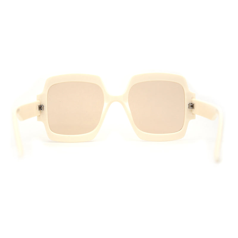 Oversized Mob Retro Thick Beveled Plastic Frame Nerdy Rectangle Sunglasses