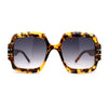 Oversized Mob Retro Thick Beveled Plastic Frame Nerdy Rectangle Sunglasses