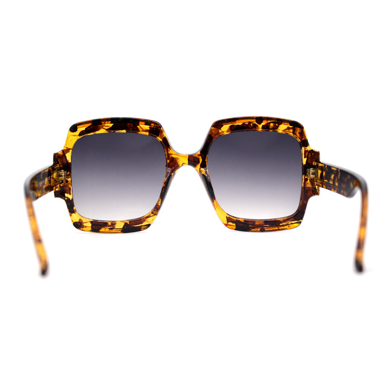 Oversized Mob Retro Thick Beveled Plastic Frame Nerdy Rectangle Sunglasses