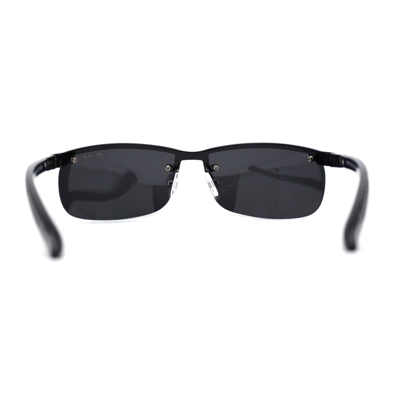 Polarized Metal Half Rim Wrap Rectangular Agent Sunglasses