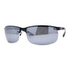 Polarized Metal Half Rim Wrap Rectangular Agent Sunglasses