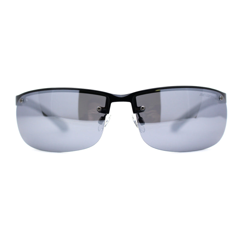 Polarized Metal Half Rim Wrap Rectangular Agent Sunglasses