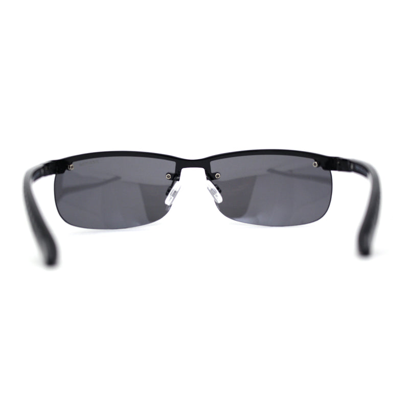 Polarized Metal Half Rim Wrap Rectangular Agent Sunglasses