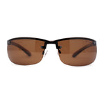 Polarized Metal Half Rim Wrap Rectangular Agent Sunglasses