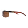 Polarized Metal Half Rim Wrap Rectangular Agent Sunglasses