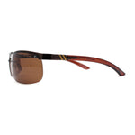 Polarized Metal Half Rim Wrap Rectangular Agent Sunglasses