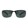 Polarized Metal Half Rim Wrap Rectangular Agent Sunglasses