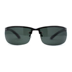 Polarized Metal Half Rim Wrap Rectangular Agent Sunglasses