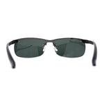 Polarized Metal Half Rim Wrap Rectangular Agent Sunglasses