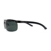 Polarized Metal Half Rim Wrap Rectangular Agent Sunglasses