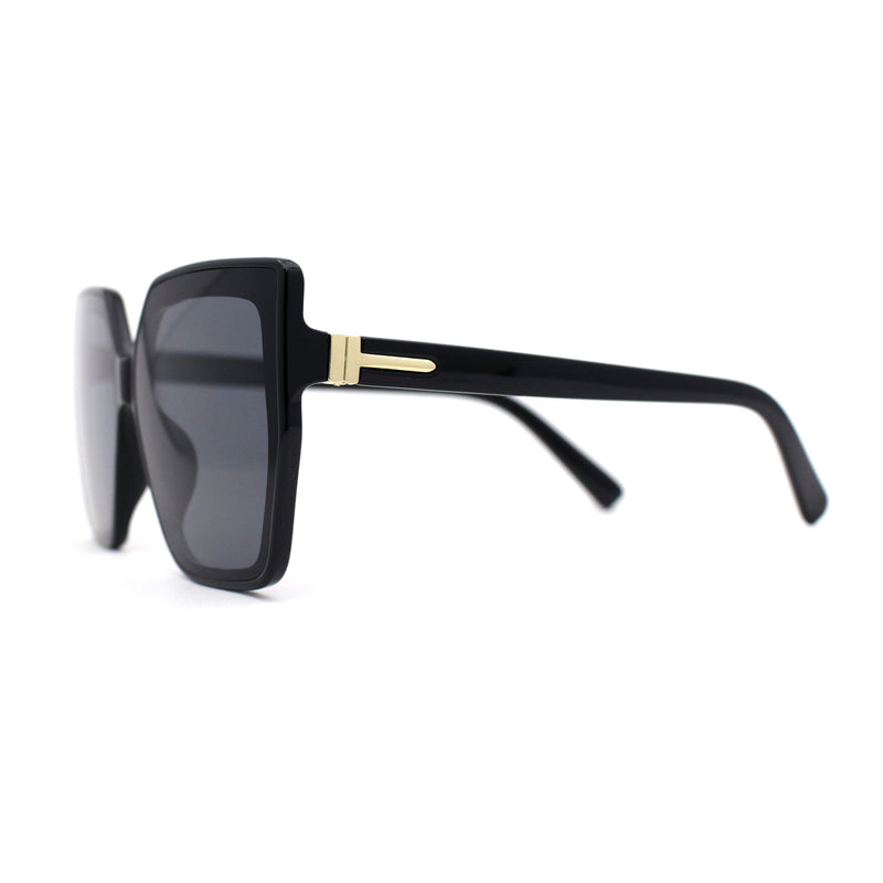 Womens Oversize Square Minimal Chic Mod Inset Lens Sunglasses