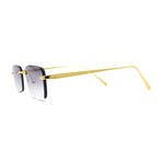 Classic Rimless Narrow Rectangle Metal Rim 90s Pimp Sunglasses