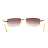 Classic Rimless Narrow Rectangle Metal Rim 90s Pimp Sunglasses