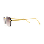 Classic Rimless Narrow Rectangle Metal Rim 90s Pimp Sunglasses