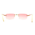 Classic Rimless Narrow Rectangle Metal Rim 90s Pimp Sunglasses