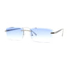 Classic Rimless Narrow Rectangle Metal Rim 90s Pimp Sunglasses