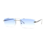 Classic Rimless Narrow Rectangle Metal Rim 90s Pimp Sunglasses