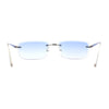 Classic Rimless Narrow Rectangle Metal Rim 90s Pimp Sunglasses