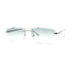 Classic Rimless Narrow Rectangle Metal Rim 90s Pimp Sunglasses