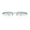 Classic Rimless Narrow Rectangle Metal Rim 90s Pimp Sunglasses