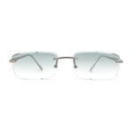 Classic Rimless Narrow Rectangle Metal Rim 90s Pimp Sunglasses