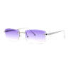 Classic Rimless Narrow Rectangle Metal Rim 90s Pimp Sunglasses