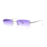 Classic Rimless Narrow Rectangle Metal Rim 90s Pimp Sunglasses