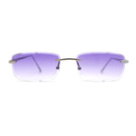 Classic Rimless Narrow Rectangle Metal Rim 90s Pimp Sunglasses