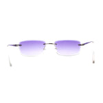 Classic Rimless Narrow Rectangle Metal Rim 90s Pimp Sunglasses