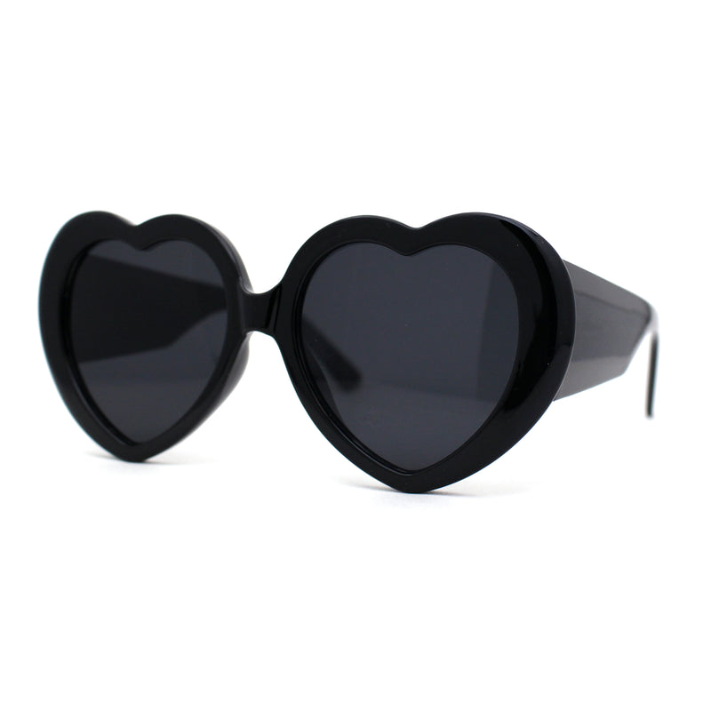 Womens Oversize Iconic Thick Plastic Arm Heart Sunglasses