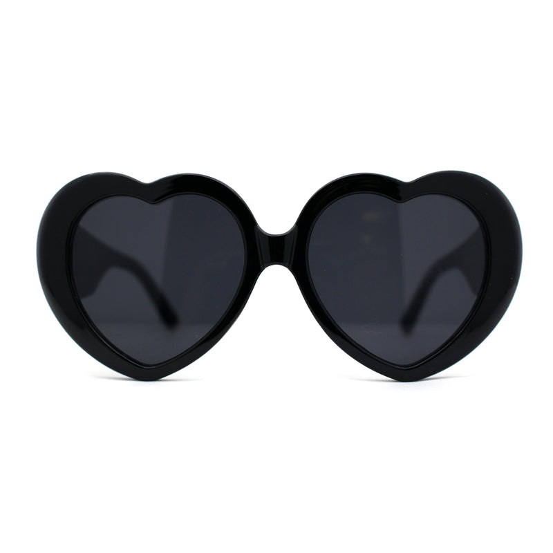 Womens Oversize Iconic Thick Plastic Arm Heart Sunglasses
