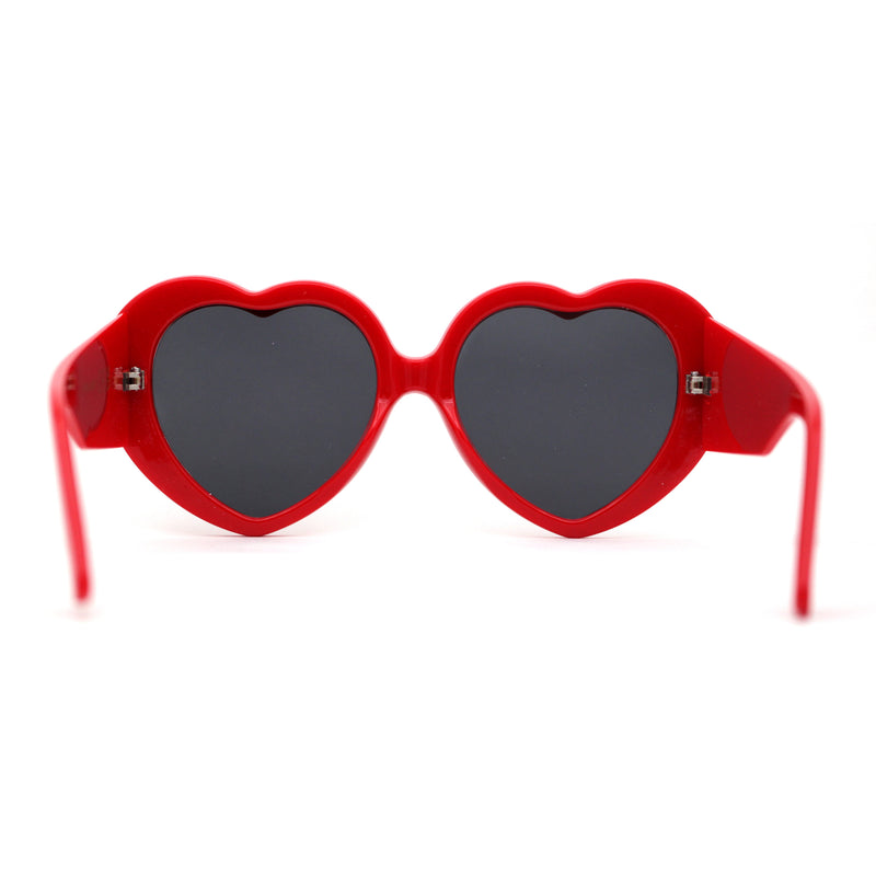 Womens Oversize Iconic Thick Plastic Arm Heart Sunglasses