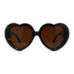 Womens Oversize Iconic Thick Plastic Arm Heart Sunglasses