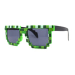 8-Bit Pixel Video Gamer Pixelated Green Horn Rim Sunglasses