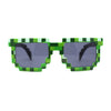 8-Bit Pixel Video Gamer Pixelated Green Horn Rim Sunglasses