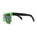 8-Bit Pixel Video Gamer Pixelated Green Horn Rim Sunglasses