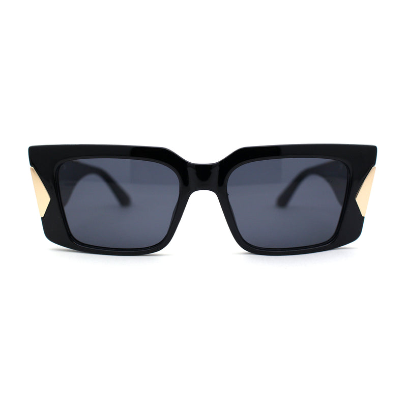 Womens Mod Square Luxury Minimal Metal Jewel Trim Designer Sunglasses