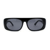 Curved Side Frame Edge Flat Top Narrow Rectangle Racer Sunglasses