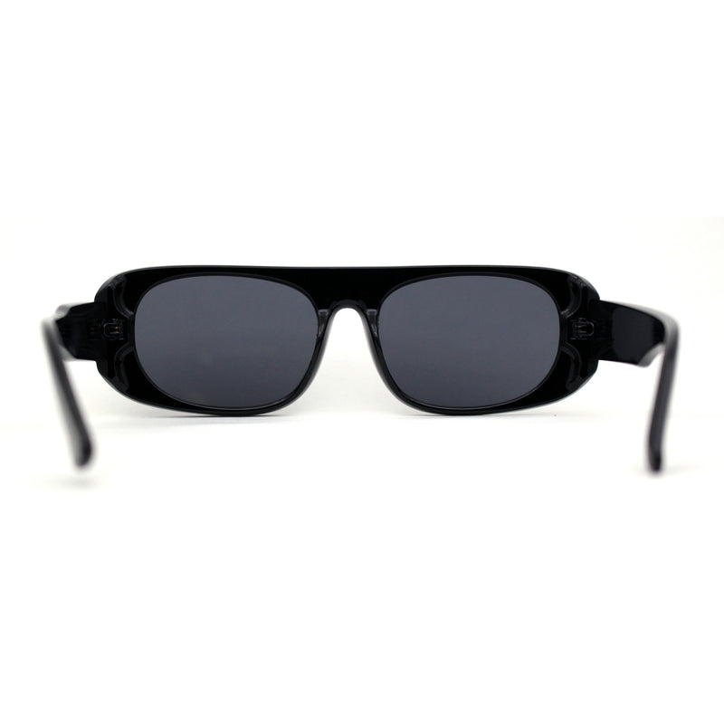 Curved Side Frame Edge Flat Top Narrow Rectangle Racer Sunglasses