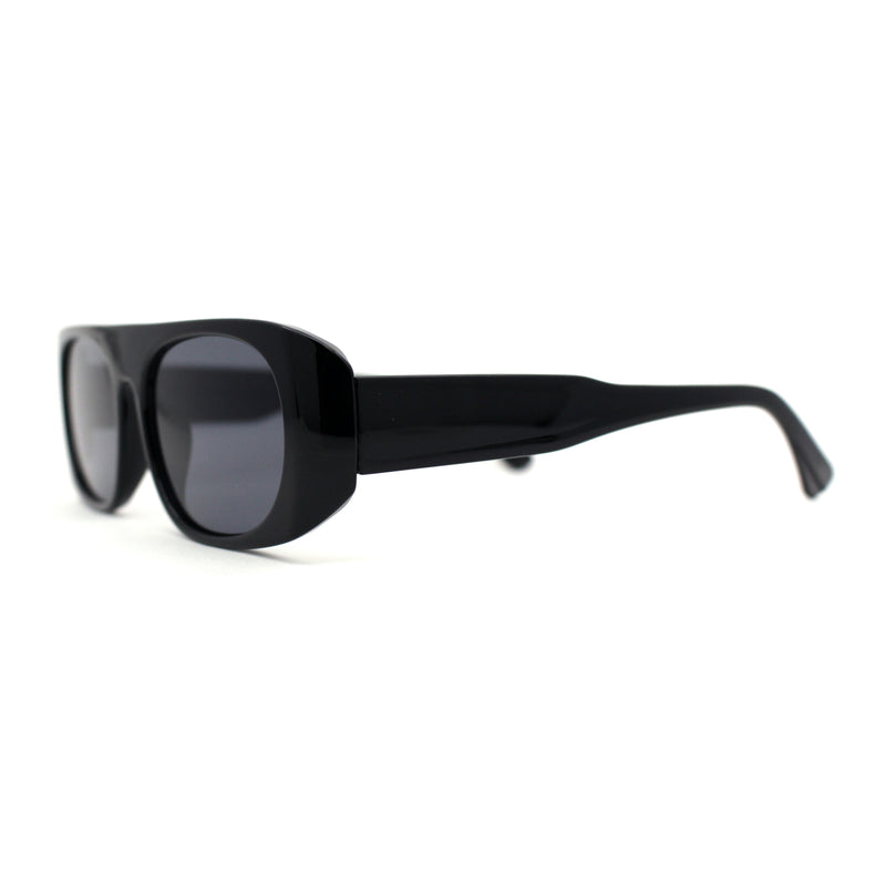 Curved Side Frame Edge Flat Top Narrow Rectangle Racer Sunglasses