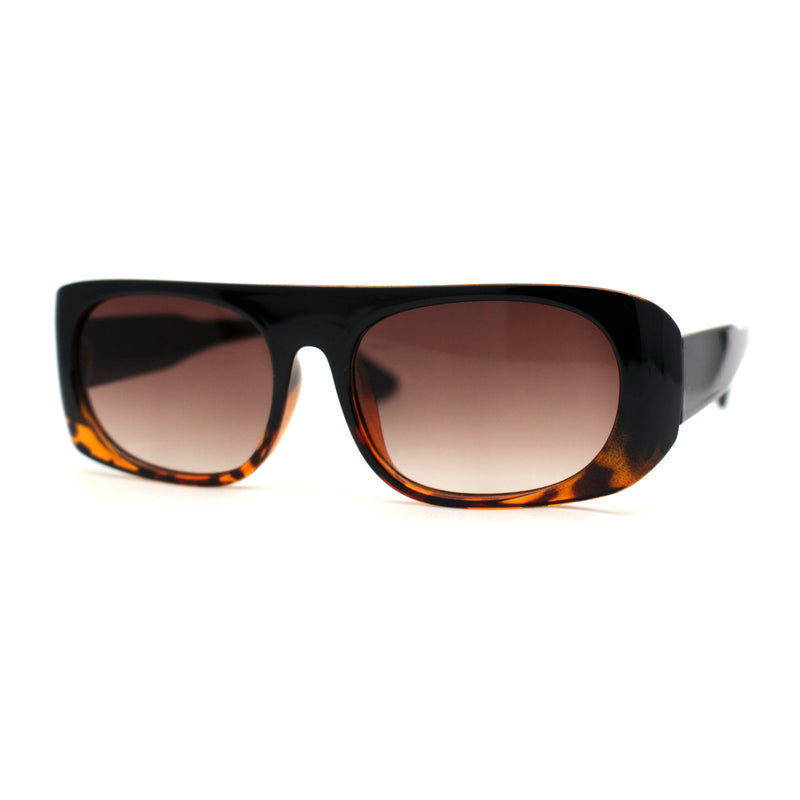 Curved Side Frame Edge Flat Top Narrow Rectangle Racer Sunglasses