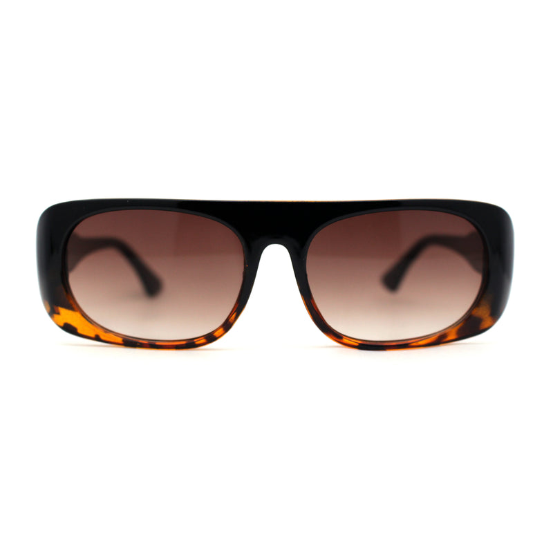 Curved Side Frame Edge Flat Top Narrow Rectangle Racer Sunglasses