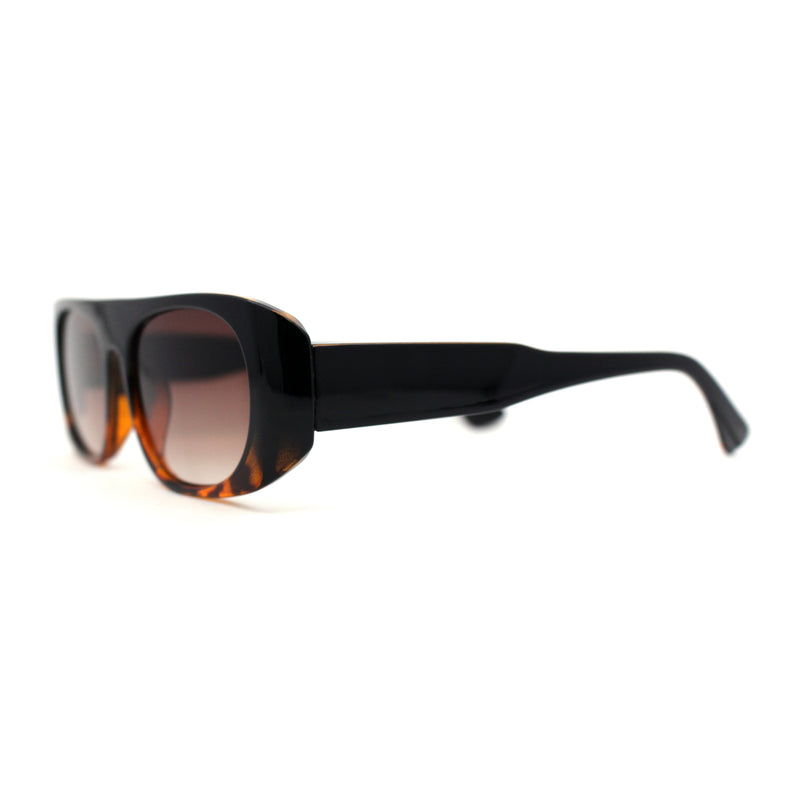 Curved Side Frame Edge Flat Top Narrow Rectangle Racer Sunglasses