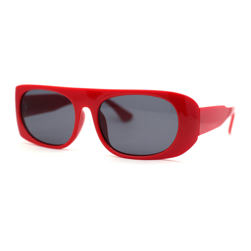 Curved Side Frame Edge Flat Top Narrow Rectangle Racer Sunglasses